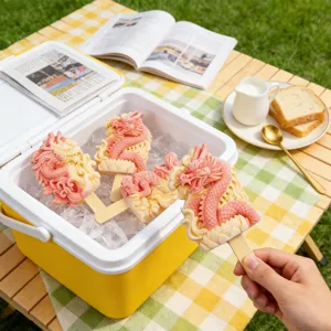 Chinese style dragon silicone ice cream mold for homemade popsicles, outdoor picnic style.