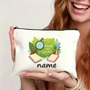 Personalisierbare Leinen Federtasche Schüler Schreibwaren Etui mit Natur Erkundung Design