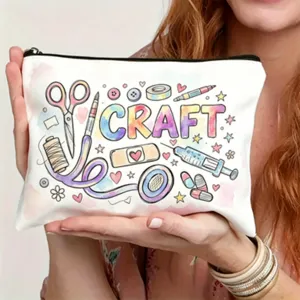 Leinwand Kosmetiktasche mit Aquarell Craft Druck, tragbare Reißverschlusstasche für Alltag.