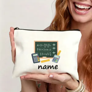 Personalisierte Name Studenten Leinen Federmäppchen Reißverschluss Tasche Schreibwaren
