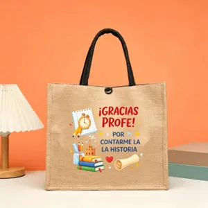 Bolso de yute para profesor de agradecimiento, bolsa de mano grande para regalo escolar.