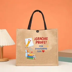 Borsa shopper in iuta regalo di ringraziamento per insegnanti borsa in lino con stampa