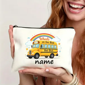 Personalisierbarer Schulbus Canvas Federtasche Reißverschluss Etui für Schüler Schulanfang.