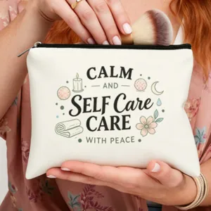Bolsa de maquillaje de lona con estampado en inglés, neceser versátil para viajes diarios.