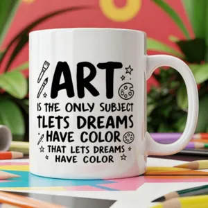 Creative art teacher ceramic coffee mug, perfect gift for Teacher's Day and art lovers.