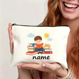 Personalisierte Canvas Federtasche süße Cartoon Schüler Briefpapier Tasche Reißverschluss 1St