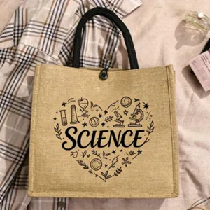 Wissenschaft lehrer jute tragetasche große kapazität leinwand einkaufstasche freizeit