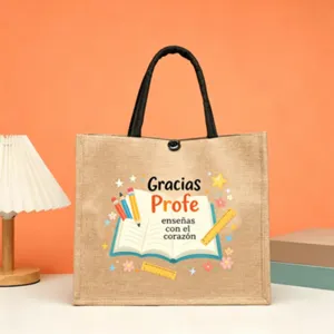 Jutebeutel für Lehrer Spanisch Geschenk Tragetasche wiederverwendbare Stofftasche mit Buch