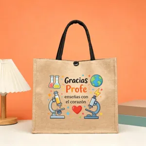 Spanische Lehrer Jute Tasche mit niedlicher Wissenschaft Cartoon Illustration Geschenk.