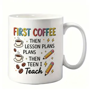 Tasse à café en céramique, design mignon pour professeur, citation amusante, cadeau de bureau.