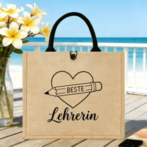 Personalisierte Lehrerin Jute Tasche große Kapazität Leinen Handtasche Strand Stil
