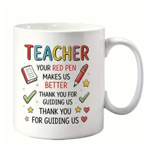 Tasse à café en céramique blanche pour enseignant avec texte anglais inspirant et jolies écoles.