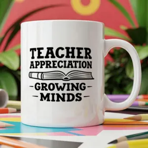 Mug en Porcellana Blanche Minimaliste Moderne Citations d'Enseignants Tasse à Café Cylindrique en Céramique pour Bureau Maison