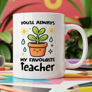 Teacher ceramic coffee mug cute potted plant printed gift cup for school teachers daily use style