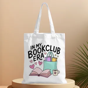 Borsa shopper in tela per amanti dei libri con stampa retro estetica borsa a tracolla.