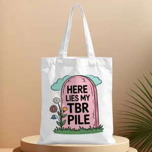 Borsa shopper in tela con stampa di libri retrò, perfetta per l'uso quotidiano casuale.