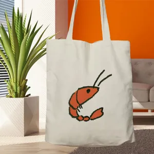 Comoda borsa shopper in tela con simpatica stampa di gamberetti per la spesa quotidiana.