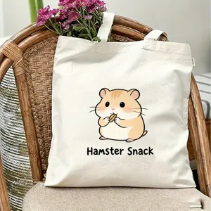Süße Hamster Druck Leinwand Tote Tasche, lässige Schultertasche für Reise und Strand Alltag.