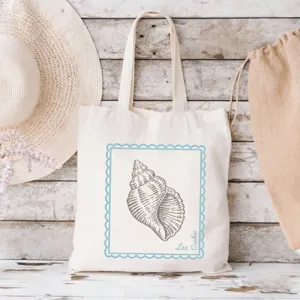 Segeltuch Tragetasche mit Muschelprint, stilvolle Strand Reissverschluss Schultertasche Alltag.