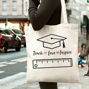 Sac cabas en toile enseignant grande capacite sac d'epaule pratique cadeau diplome sac