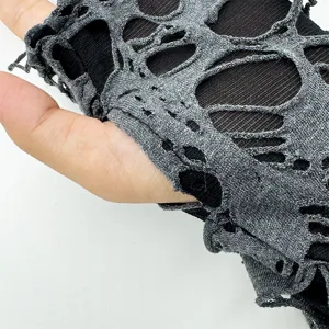 Gants de manches en tricot long effet vieilli punk gothique chauffe-bras cosplay.