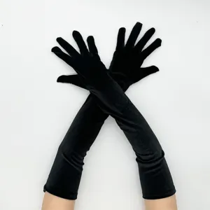 Black velvet long gloves winter elegant vintage evening party opera gloves costume accessories