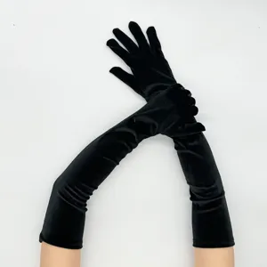 Black velvet long gloves for evening party women opera vintage 1920s costume opera gloves