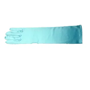 Long satin wedding gloves bridal elegant stretch sun protection gloves for women light blue