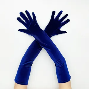 Long Velvet Gloves Women Retro Opera Goth Evening Party Stage Performance Costume Accessories Winter Warm Gloves