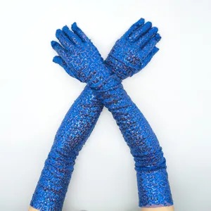 Damen Lange Pailletten Handschuhe Glitzernde Stretch Oper Handschuhe Für Abendparty Abschlussball Bühnenperformance Kostüm Zubehör