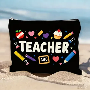 Make-up tasje voor leraren met leuke schoolmotieven voor dagelijkse organisatie