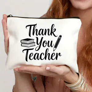 Borsa cosmetica in tela regalo insegnante custodia con cerniera portatile trucco.