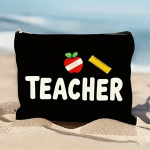 Stedelijk Minimalistisch Polyester Bedruckt Cosmeticatas Horizontaal Vierkant Ritssluiting Lerarendag Cadeau Dames Opslag Organisatie Tas