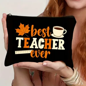 Lehrer Kosmetiktasche Reißverschluss Make-up Etui Geschenk für Lehrer Canvas schwarz