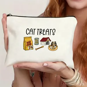 Durable canvas cosmetic pouch featuring funny print zipper makeup bag for daily use