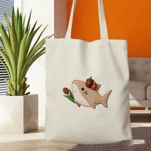 Niedliche Haifisch Druck Segeltuch Tragetasche lässige Schultertasche für Reisen und Alltag.