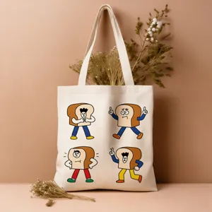 Stylische Canvas Tragetasche mit niedlichem Cartoon Toast Print, perfekt für den Alltag.