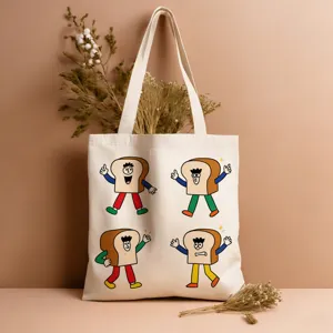 Niedliche Toast-Druck-Leinwand-Tragetasche, lässige ästhetische Schultertasche für Reisen.