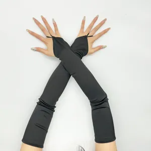 1920s Lange Satijnen Vingerloze Handschoenen Opera Lengte Bruiloft Feest Zonbescherming Handschoenen Kostuum Accessoires Voor Vrouwen