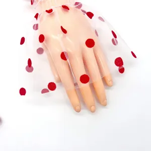 White mesh polka dot ruffle sleeve accessory sheer lace party wrist cuff for women