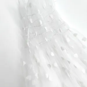 White mesh ruffle sleeve cuff, sheer polka dot wrist accessory for party and costume dressing.