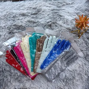 Gants en dentelle fine d'été élastiques floraux protection solaire robe de mariée.