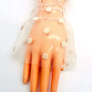 Mesh polka dot ruffle sleeves for party costume accessories stylish wrist cuffs.