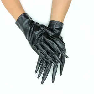 Guantes de fantasma Halloween dedos largos de cuero sintético unisex, guantes cosplay brillantes.