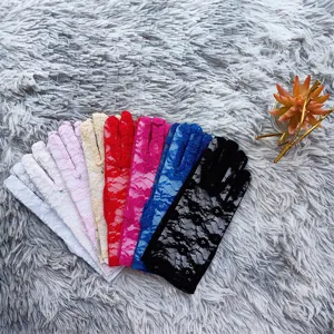 Women's Elastic Lace Sun Protection Gloves Floral Hollow Out Short Gloves For Summer Driving Wedding Party Accessories