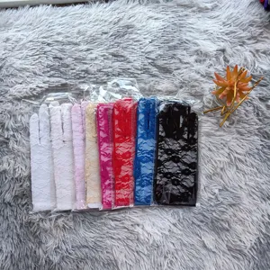 Multi-color elastic lace gloves for women, summer sun protection and party performance wear.