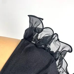 Exquisite black tulle ruffles shoulder detail for 1920s vintage party costume dress accessory