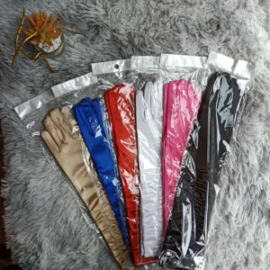 Long satin gloves for women wedding evening party opera stage performance, multi-color pack