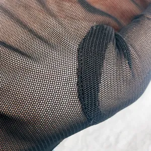 Détail de guantes en dentelle noire texture tissu résille respirant élastique gros plan