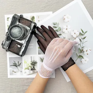 White fishnet gloves for women summer thin breathable elastic mesh party wedding fashion gear